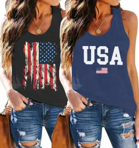 2 Pack Womens Tank Tops Vintage Graphic Racerback Tank Top Summer Sleeveless Loose Casual Workout Yoga Tanks Cami