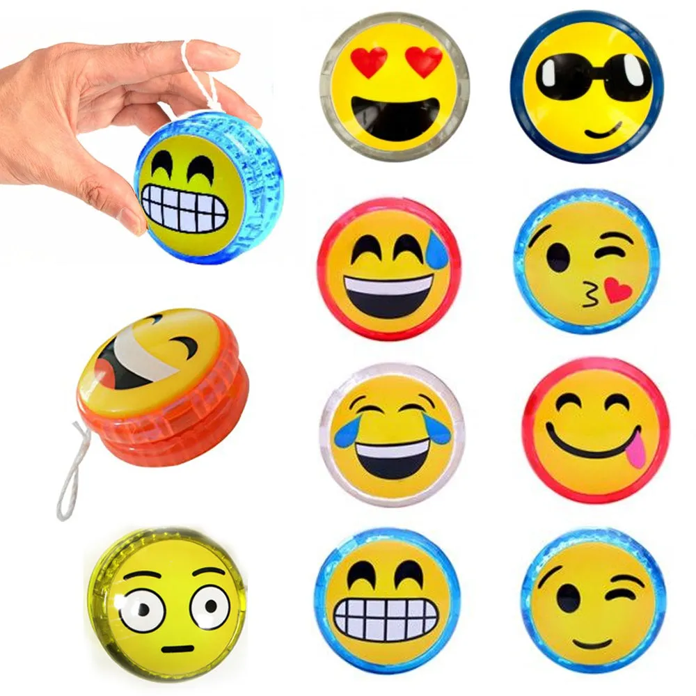2 X Emoji YoYo Emoticon Light Up Party Favor Classic Toy Children Games Kid Gift