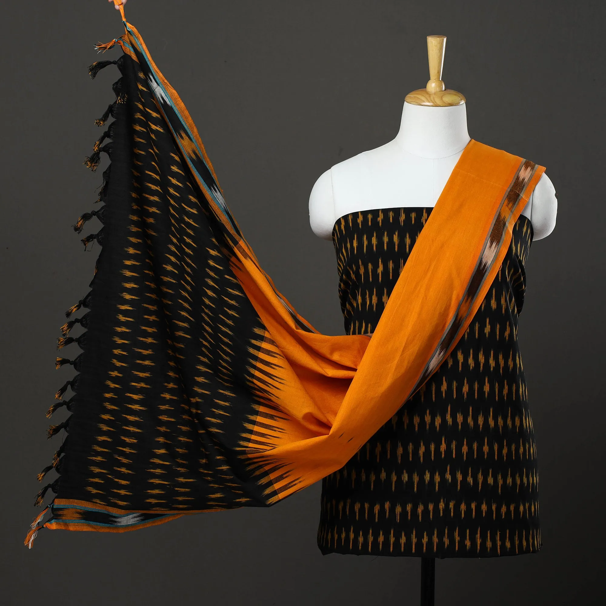 3pc Cotton Handloom Pochampally Ikat Dress Material 08