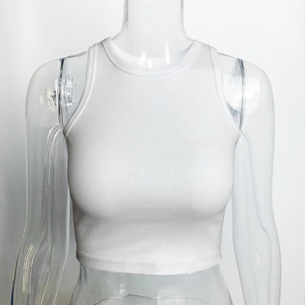 95% Cotton Crop Ribbed Racerback Tank Tops for Women Casual Summer Basic Cropped Tank Top Y2k Tops