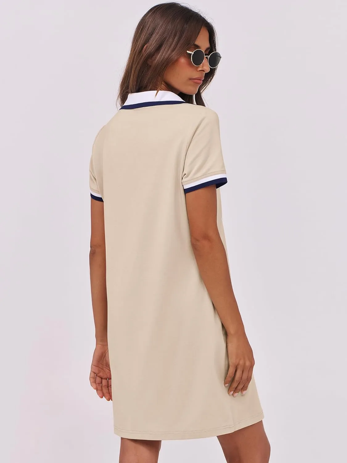 ANRABESS Womens Polo Dresses Short Sleeve V Neck 2025 Casual Summer Tennis Golf Mini Shirt Dress with Pockets