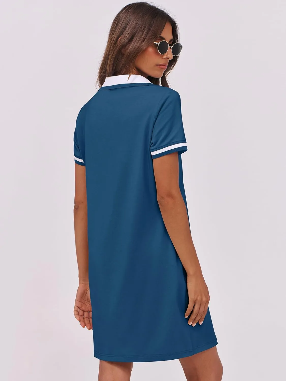 ANRABESS Womens Polo Dresses Short Sleeve V Neck 2025 Casual Summer Tennis Golf Mini Shirt Dress with Pockets