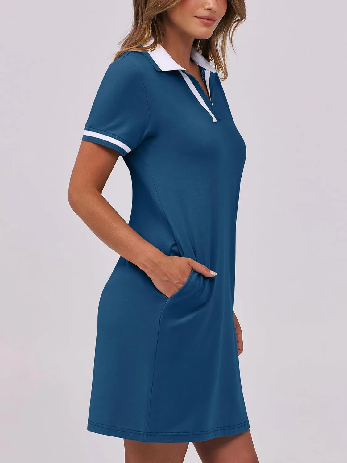 ANRABESS Womens Polo Dresses Short Sleeve V Neck 2025 Casual Summer Tennis Golf Mini Shirt Dress with Pockets