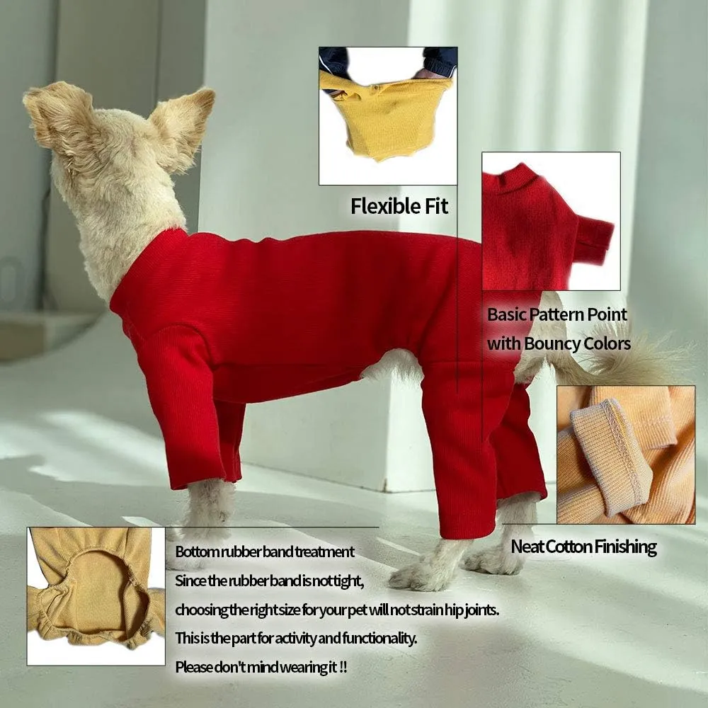 Basic Soft Dog Pajamas for Small Dog Onesie Doggie Jammies Dog Shirt Stretchable Dog Jumpsuit Bodysuit pjs (Small, Stripe Gray)