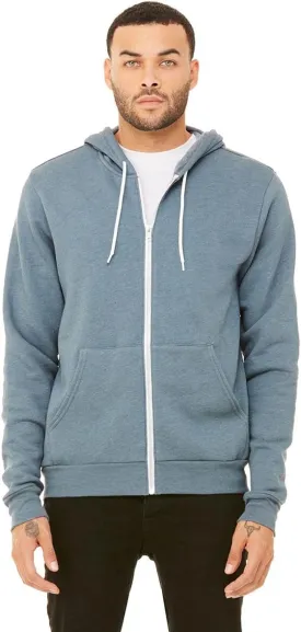 Bella   Canvas Unisex Poly-Cotton Fleece Full-Zip Hoodie XS HEATHER SLATE