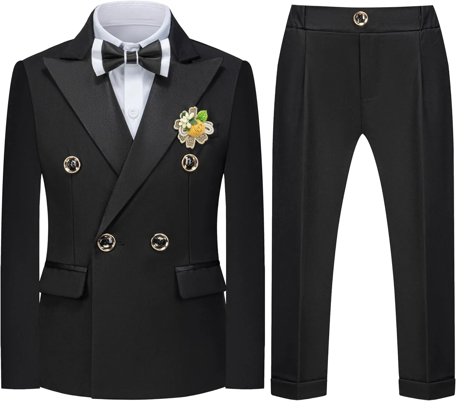 Boys Suits Toddler Tuxedo Double Breasted Formal Suit Set Kids Wedding Outfit