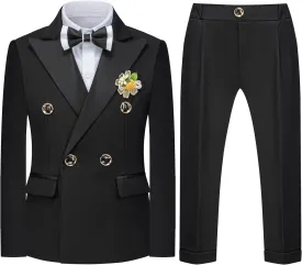 Boys Suits Toddler Tuxedo Double Breasted Formal Suit Set Kids Wedding Outfit