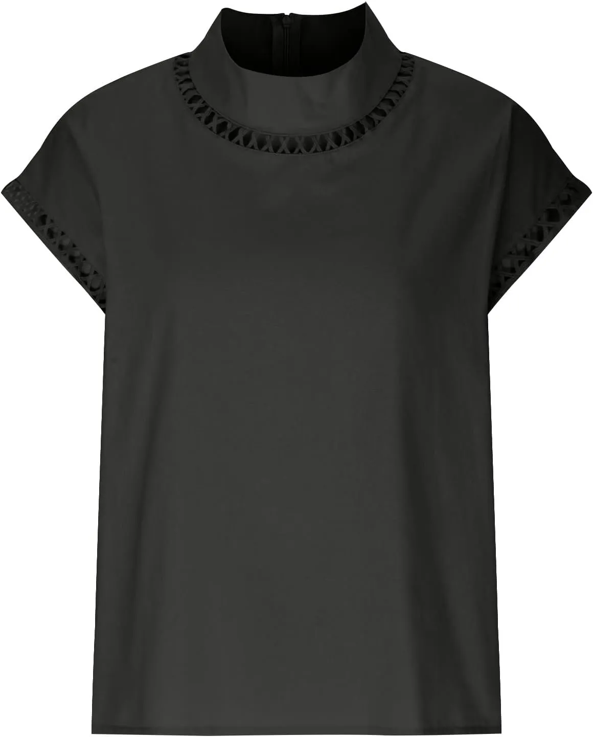 Ceboyel Women Linen Summer Shirt Dressy Causal Boho Blouses Short Sleeve Turtle Neck Tops Trendy Ladies Going Out Clothes