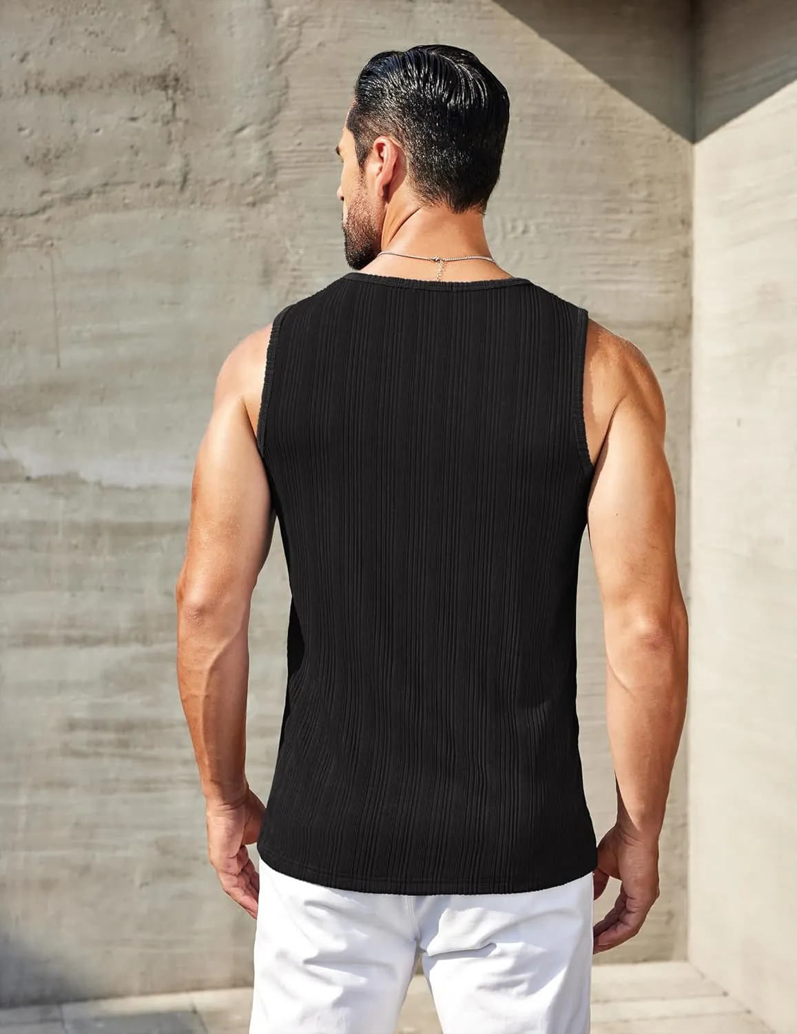 COOFANDY Mens Ribbed Knit Tank Tops Casual Sleeveless Muscle Shirts Basic Undershirts Tank