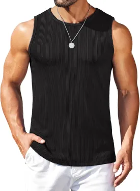 COOFANDY Mens Ribbed Knit Tank Tops Casual Sleeveless Muscle Shirts Basic Undershirts Tank