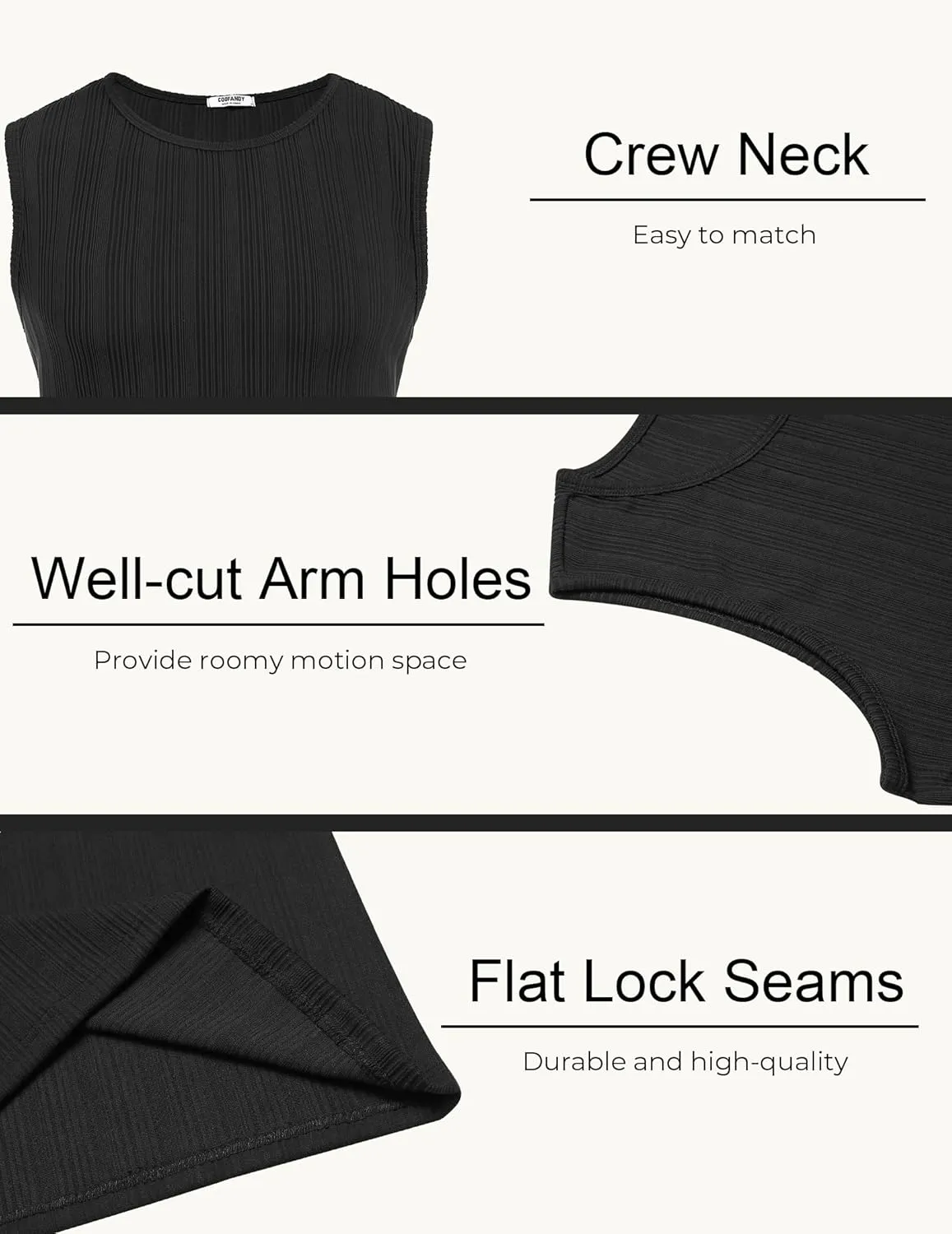 COOFANDY Mens Ribbed Knit Tank Tops Casual Sleeveless Muscle Shirts Basic Undershirts Tank