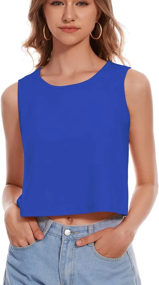 Crop Tops for Women Tank Summer Casual Sleeveless Loose Fit Basic Shirts