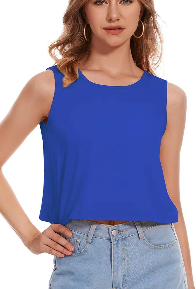 Crop Tops for Women Tank Summer Casual Sleeveless Loose Fit Basic Shirts