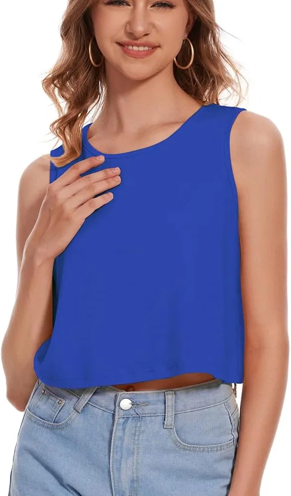 Crop Tops for Women Tank Summer Casual Sleeveless Loose Fit Basic Shirts