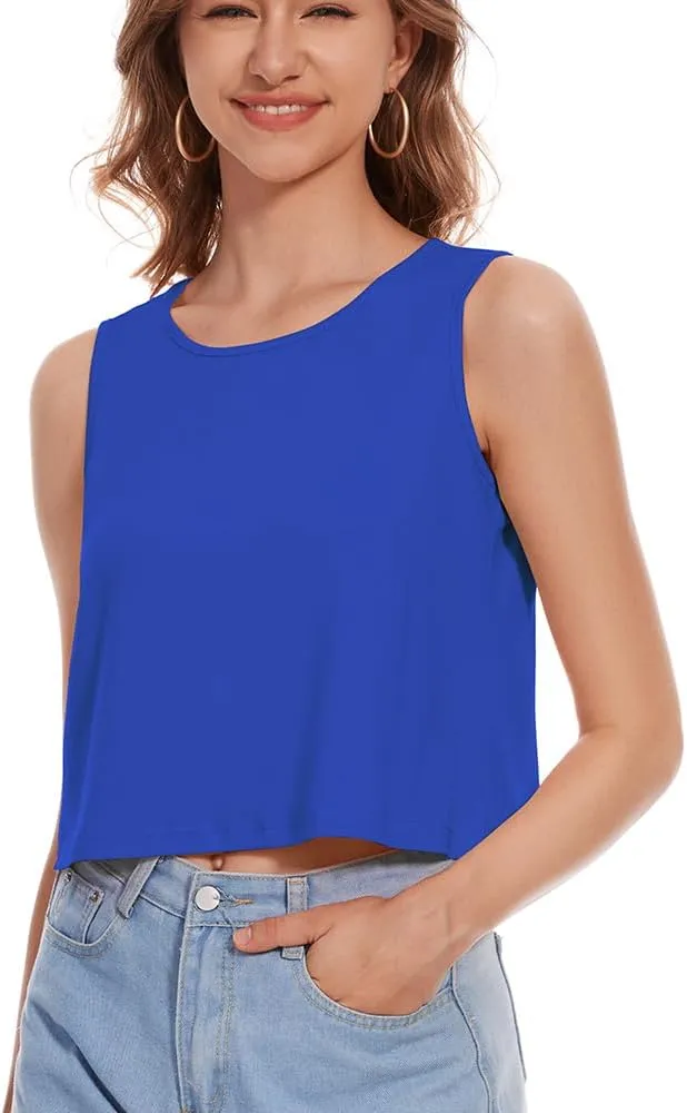 Crop Tops for Women Tank Summer Casual Sleeveless Loose Fit Basic Shirts