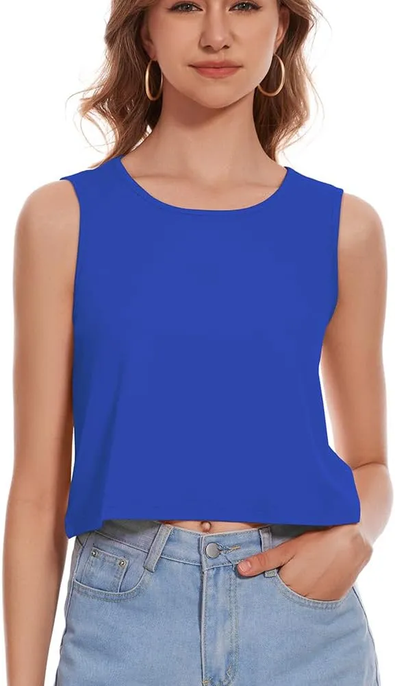 Crop Tops for Women Tank Summer Casual Sleeveless Loose Fit Basic Shirts
