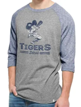 Detroit Tigers 47 Brand Vintage Grey Blue Union Tri-Blend Baseball T-Shirt