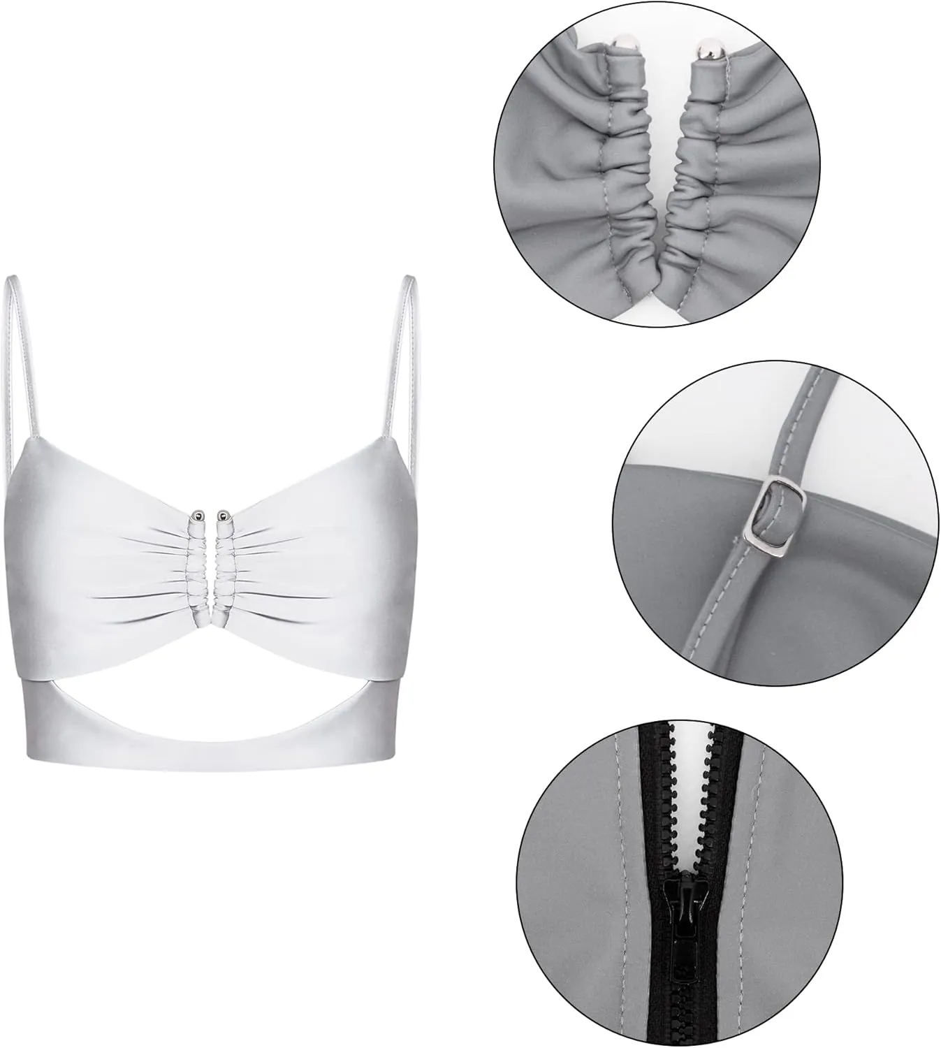 Giovacker Women's Slim Adjustable Spaghetti Straps Crop Tops Bandage Cutout Tube Top Tank Cami Champagne