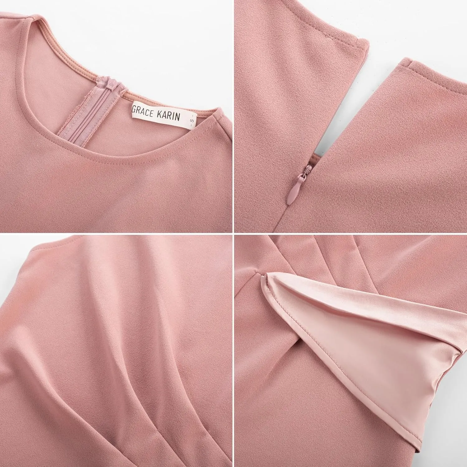 GRACE KARIN Women's Crew Neck Pleated Front Tank Tops Casual Sleeveless A-Line Work Top Blouse