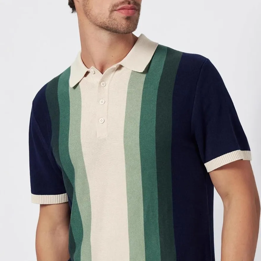 HBJWOV Men Casual Colorful Stripes Short Sleeve Casual Polyester Lapel Knit Outdoor Thin Business Top Vest for Men