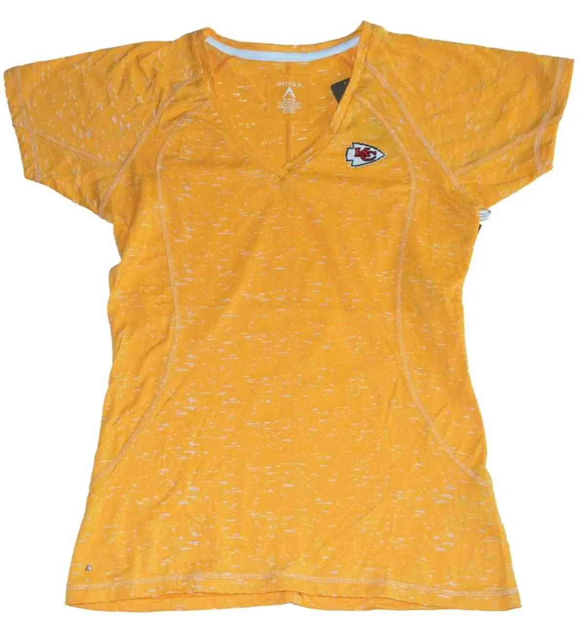 Kansas City Chiefs Antigua Womens Gold Translucent V-Neck T-Shirt (M)