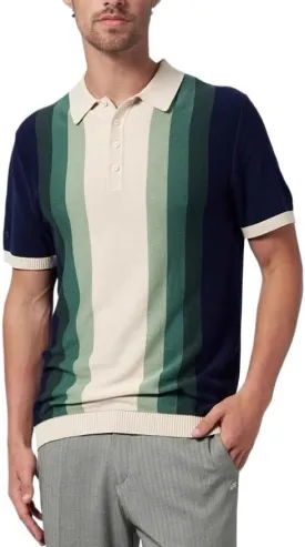 Men Casual Colorful Stripes Short Sleeve Casual Polyester Lapel Knit Outdoor Thin Business Top Vest for Men