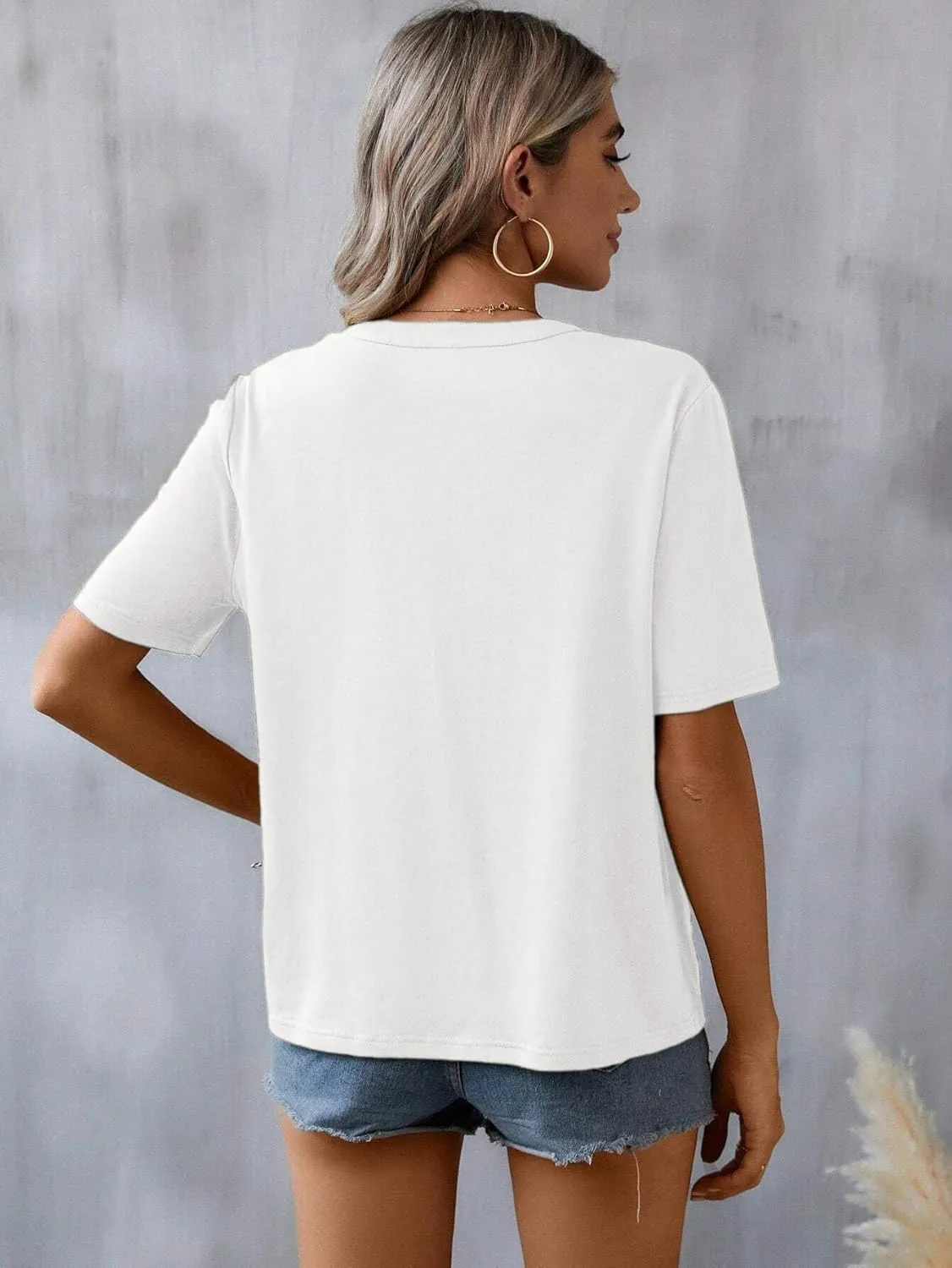Mexican Shirts for Women Embroidered Tops Traditional Summer Blouse Floral Tunic V Neck Short Sleeve T Shirt