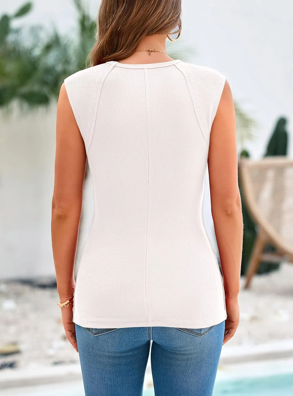 PRETTYGARDEN Women's Tank Tops 2025 Summer Casual Ribbed Cap Sleeve Slim Fitted Knit Basic Tee Shirts Trendy Fashion Clothes