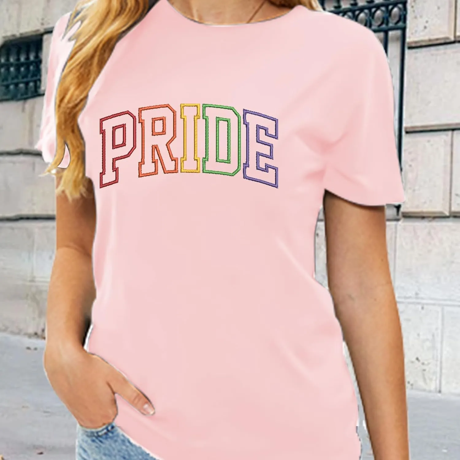 Rainbow Pride Tshirt LGBTQ T-Shirt Embroidered Pride Gay Shirt Trans Ally Shirt Festival Tee Tops
