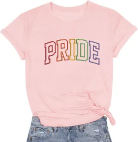 Rainbow Pride Tshirt LGBTQ T-Shirt Embroidered Pride Gay Shirt Trans Ally Shirt Festival Tee Tops
