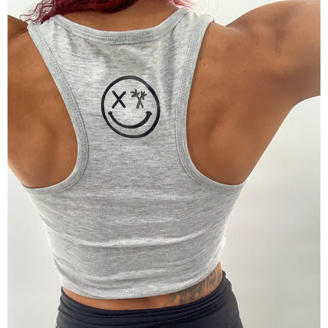 Salty Savage Ladies "Print Skull" Cropped Racerback Tank | Micro