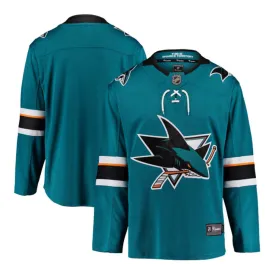 San Jose Sharks Fanatics Teal Breakaway NHL Hockey Home Jersey