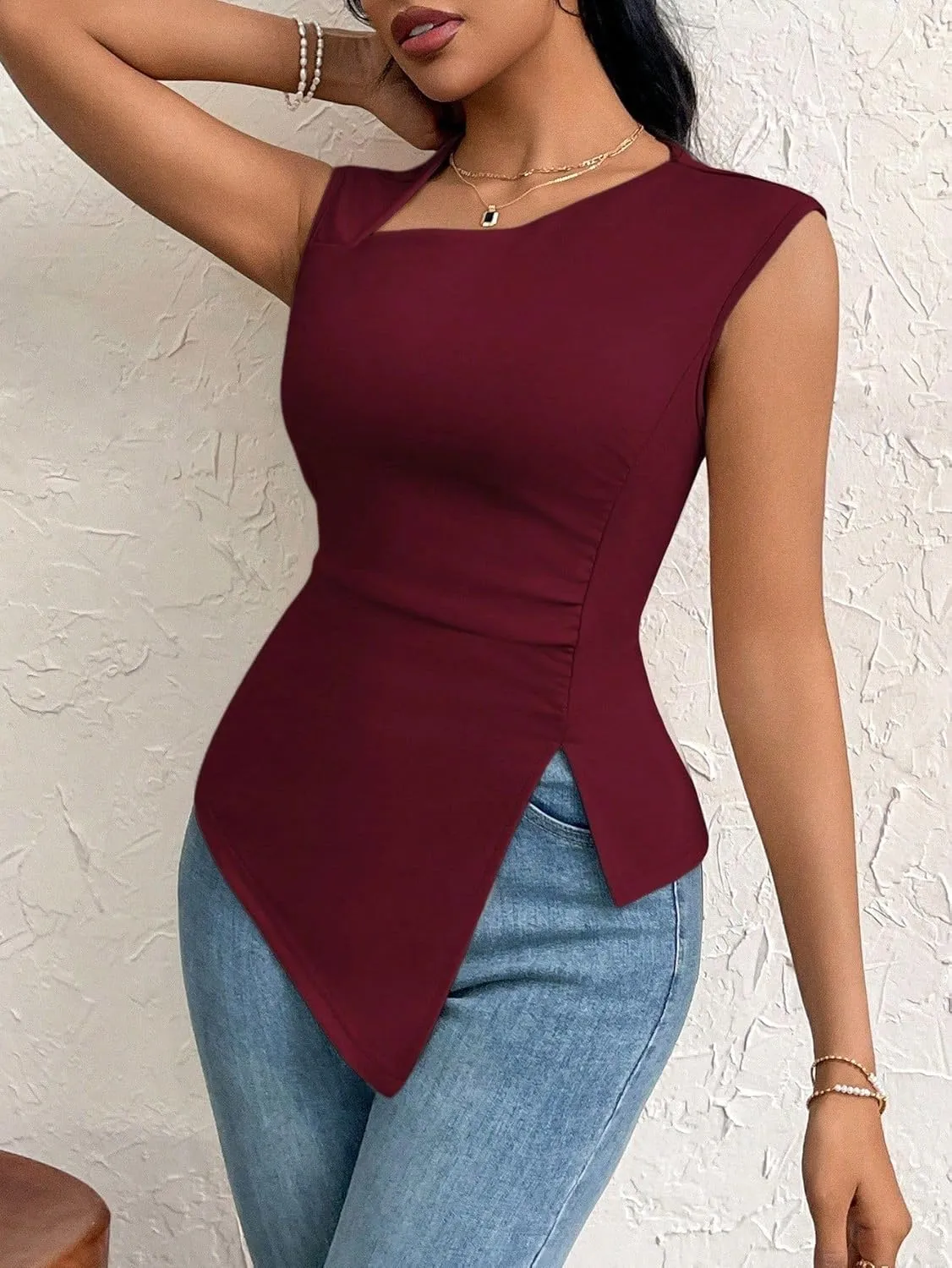 SISKIN Women's Tank Tops Sleeveless for Women 2025 Asymmetrical Sexy Cute Summer Tops Fashion Trendy