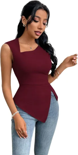 SISKIN Women's Tank Tops Sleeveless for Women 2025 Asymmetrical Sexy Cute Summer Tops Fashion Trendy