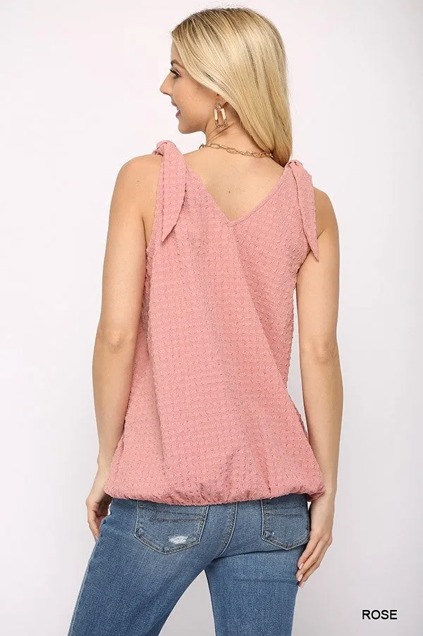 Sleeveless Surplice Neckline Rose Pink Top