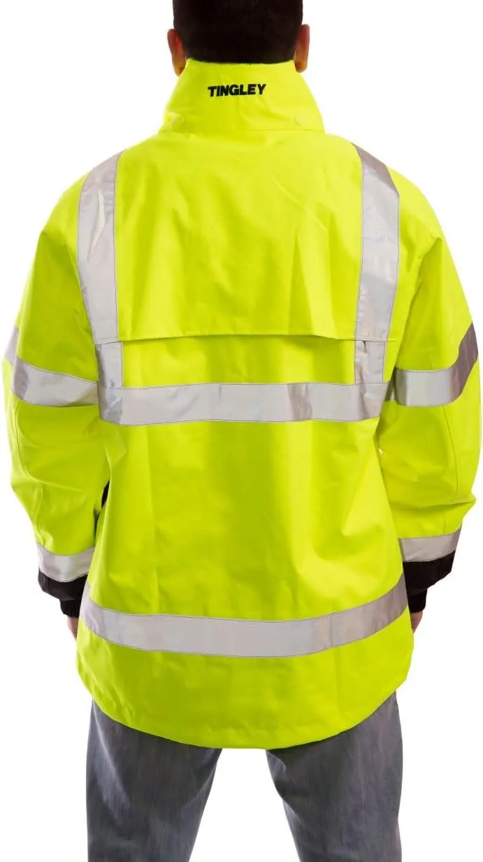 Tingley Icon J24122 High Visibility Jacket With Attached Hood, Extra-Large, Fluorescent Yellow-Green/Black