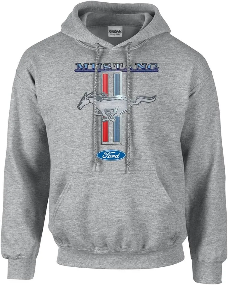 Trenz Shirt Company Ford Mustang Pony Unisex Hooded Sweatshirt Logo Hoodie Performance Racing Car Muscle Car Hood-Black-Small