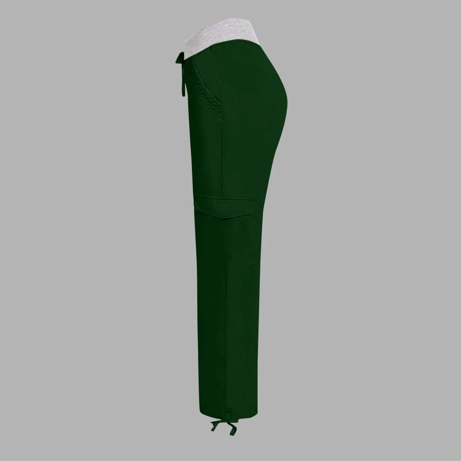 Womens High Waisted Stretchy Cargo Pants with Drawstring Straight Leg Baggy Athletic Trousers with Pockets