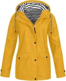 Women's Long Rain Jacket With Hood Raincoat Waterproof Windbreaker 2025 Trench Outdoor Coat