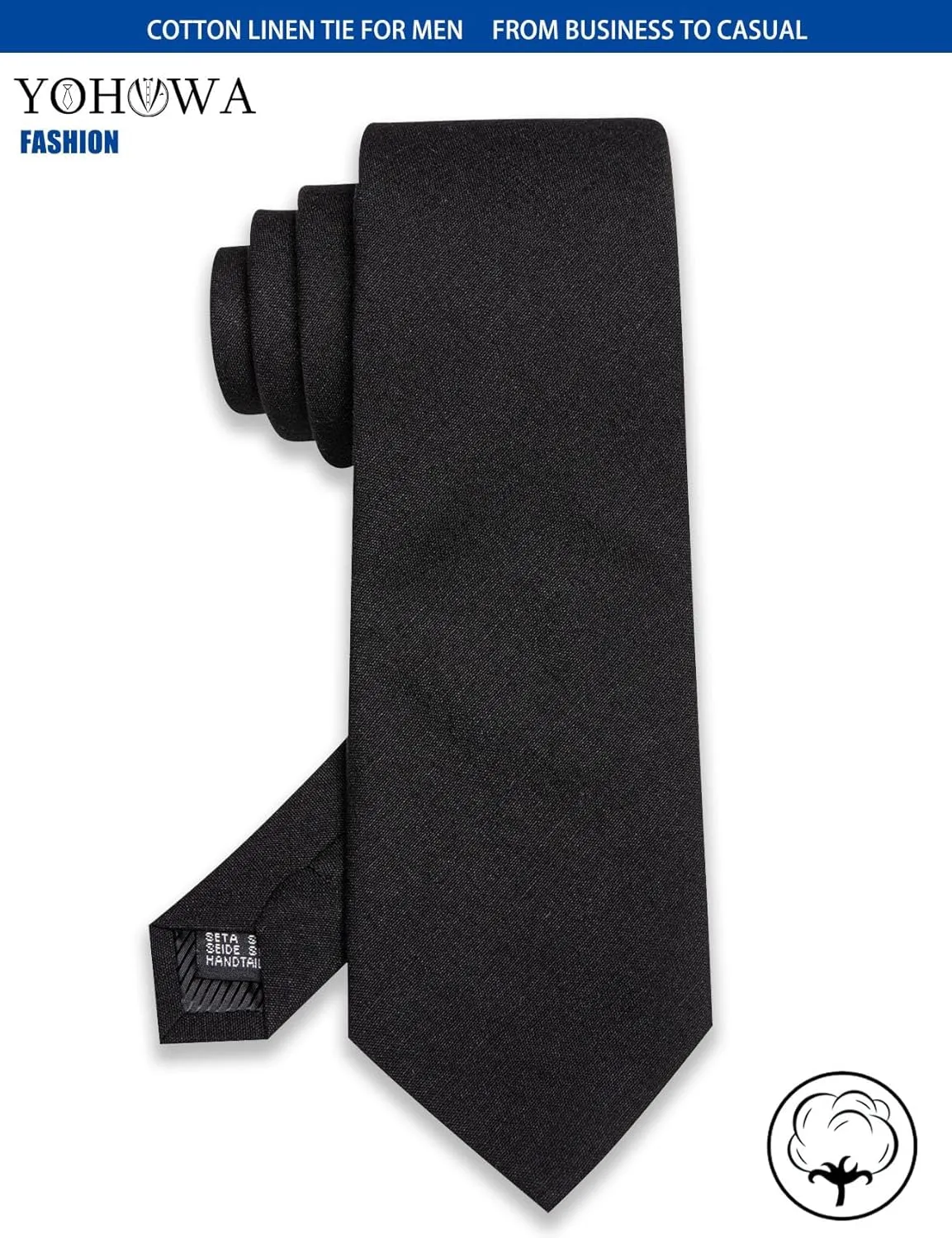 YOHOWA Extra Long Ties for Men Solid Color Cotton Wool Necktie and Pocket Square Cufflinks Tie Clip Sets Business Wedding