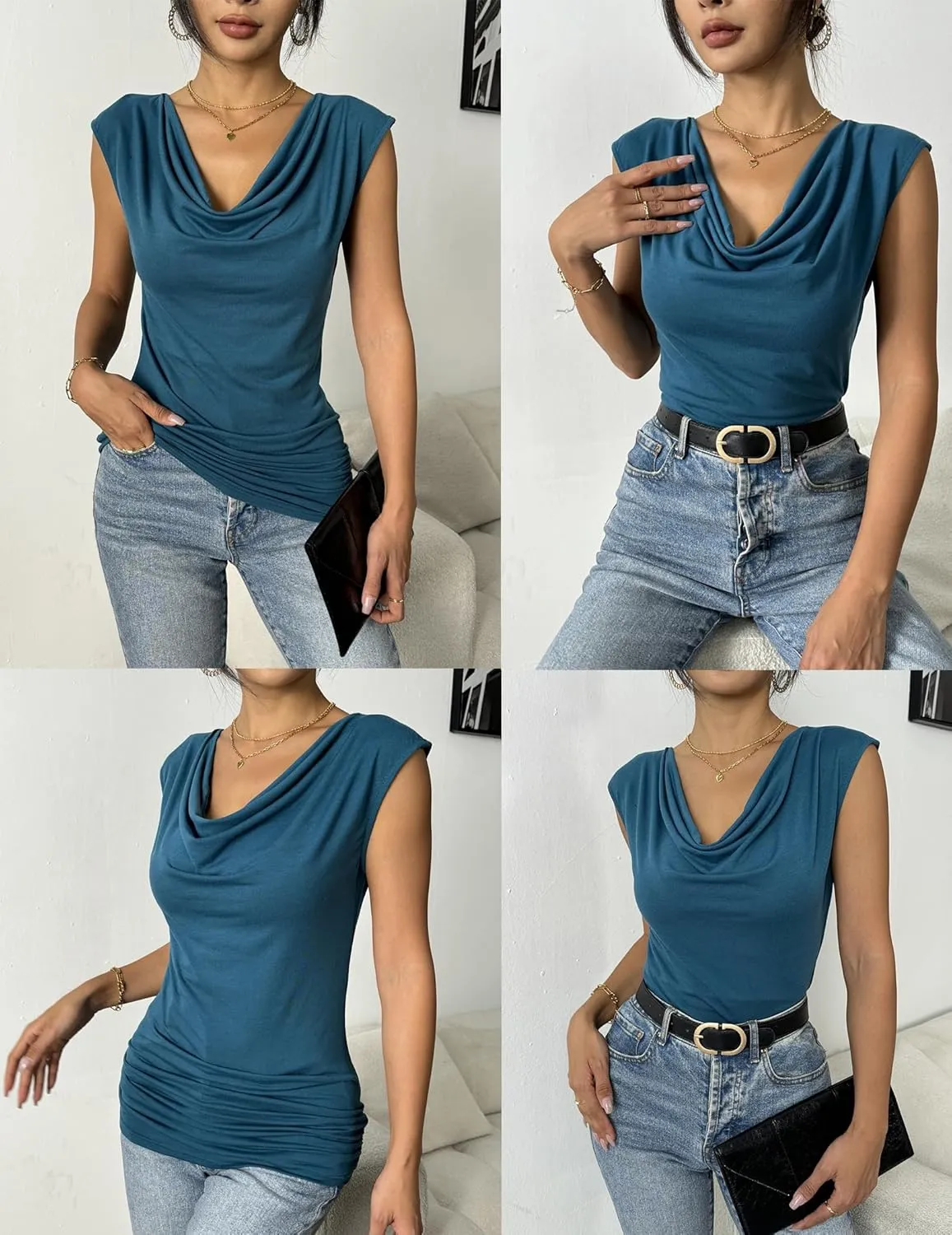 Zeagoo Tank Top for Women Trendy Going Out Tops Sleeveless Shirts Ruched Business Casual Basic Tunic Tops
