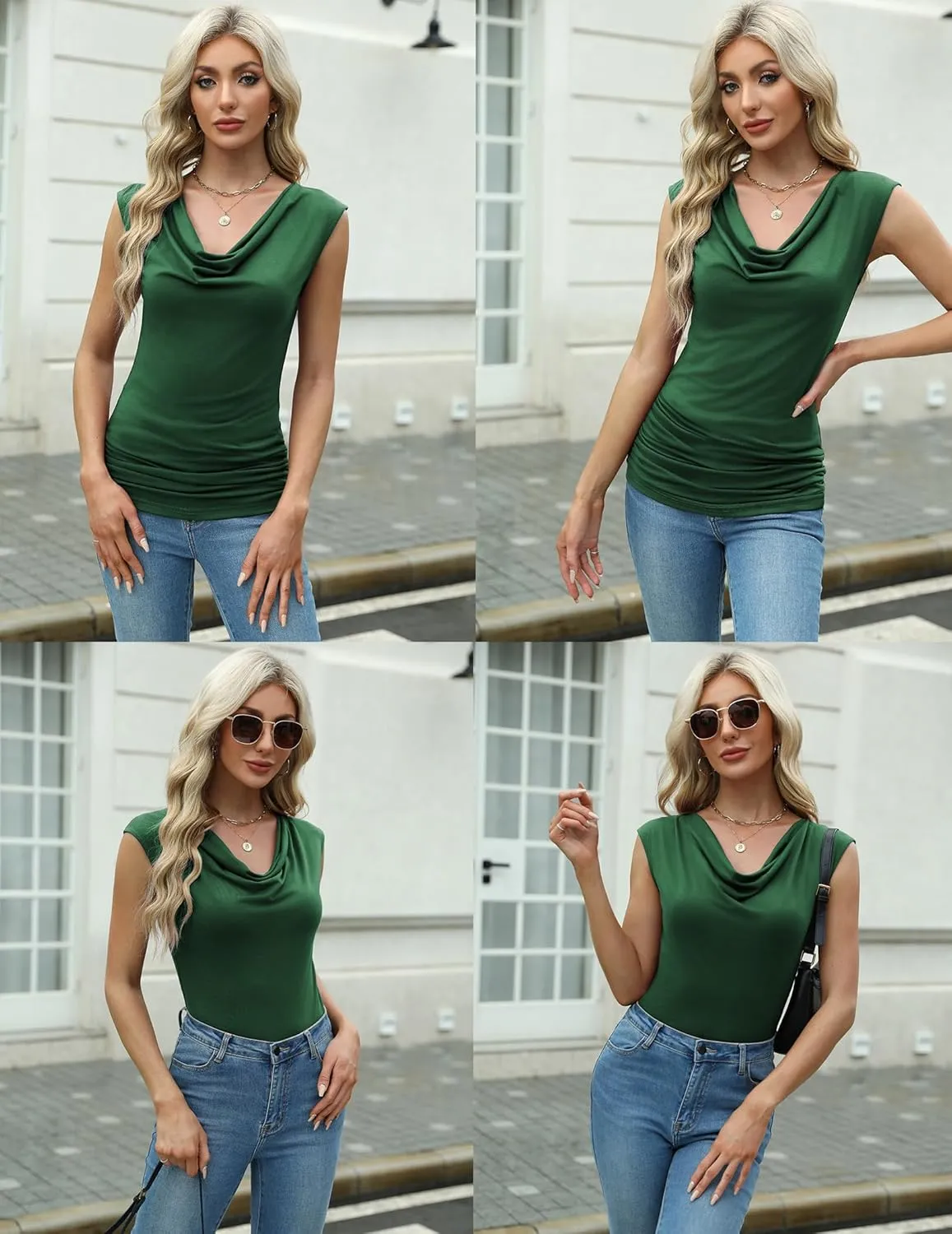 Zeagoo Tank Top for Women Trendy Going Out Tops Sleeveless Shirts Ruched Business Casual Basic Tunic Tops