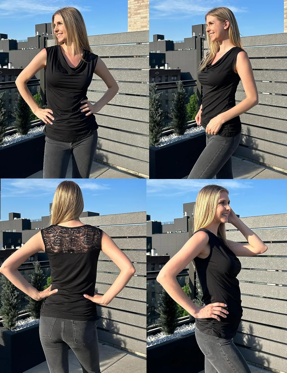 Zeagoo Tank Top for Women Trendy Going Out Tops Sleeveless Shirts Ruched Business Casual Basic Tunic Tops